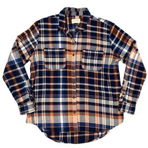 Universal Thread Long Sleeve Flannel Button Down Top, S